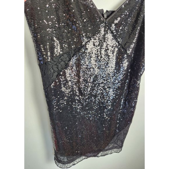 Marciano Los Angeles Women's Sz. L Black Sequin & Lace Dress - Picture 4 of 9